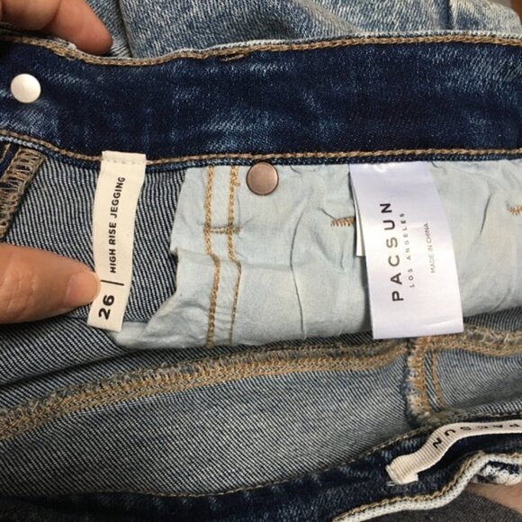 PACSUN Blue Acid Wash High Rise Jeggings - Picture 7 of 8